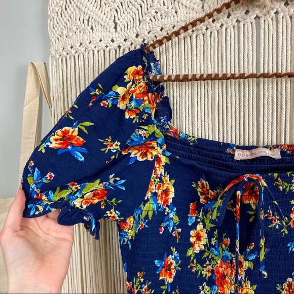 BOG Collective Smocked Floral Square Neck Puff Sleeve Dress - Picture 7 of 16